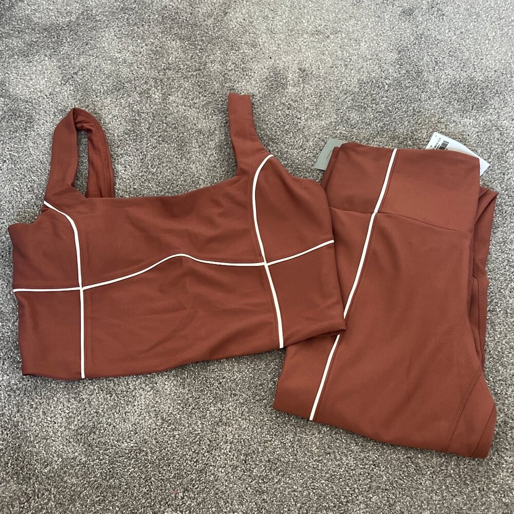 Abercrombie YPB Rust/Cream Stripe Set